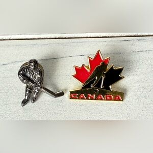 Canada Hockey Maple Leaf Enamel Pin - Red, Black, Gold